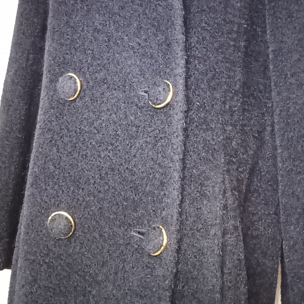 Vintage Full-Length w/Lapel & Faux Fur Look Double Breasted Gold Button … - Picture 7 of 13